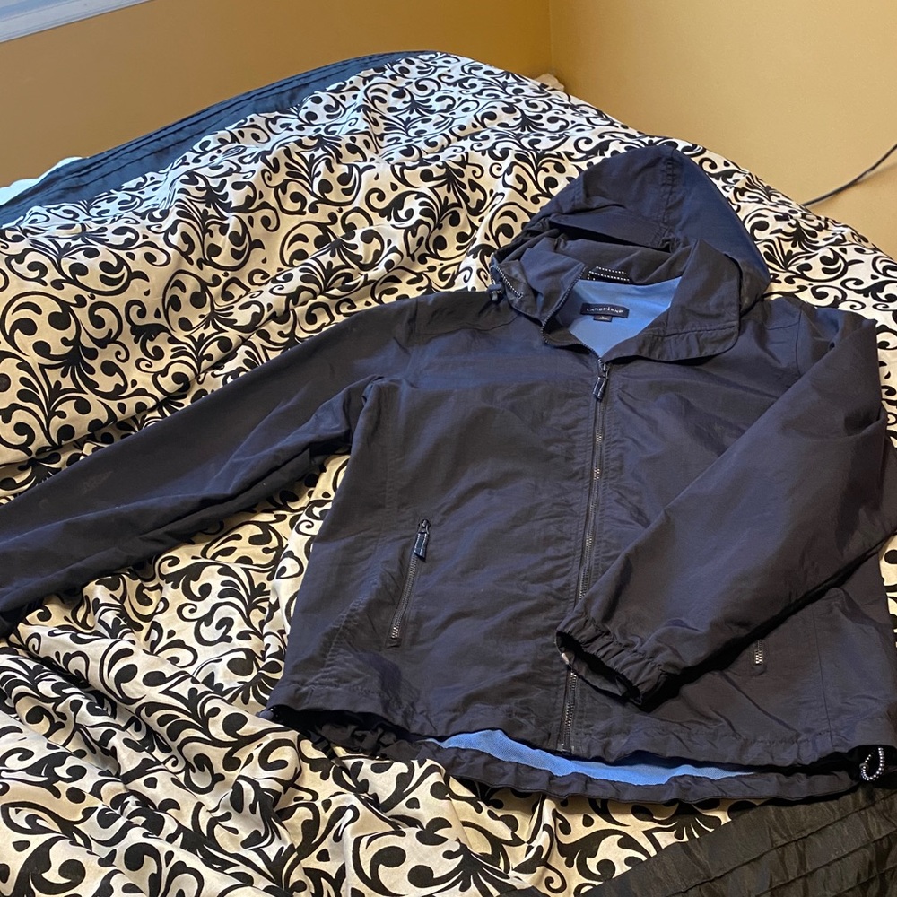 Waterproof-Hooded-Rain-Windbreaker-Small Navy-Blue